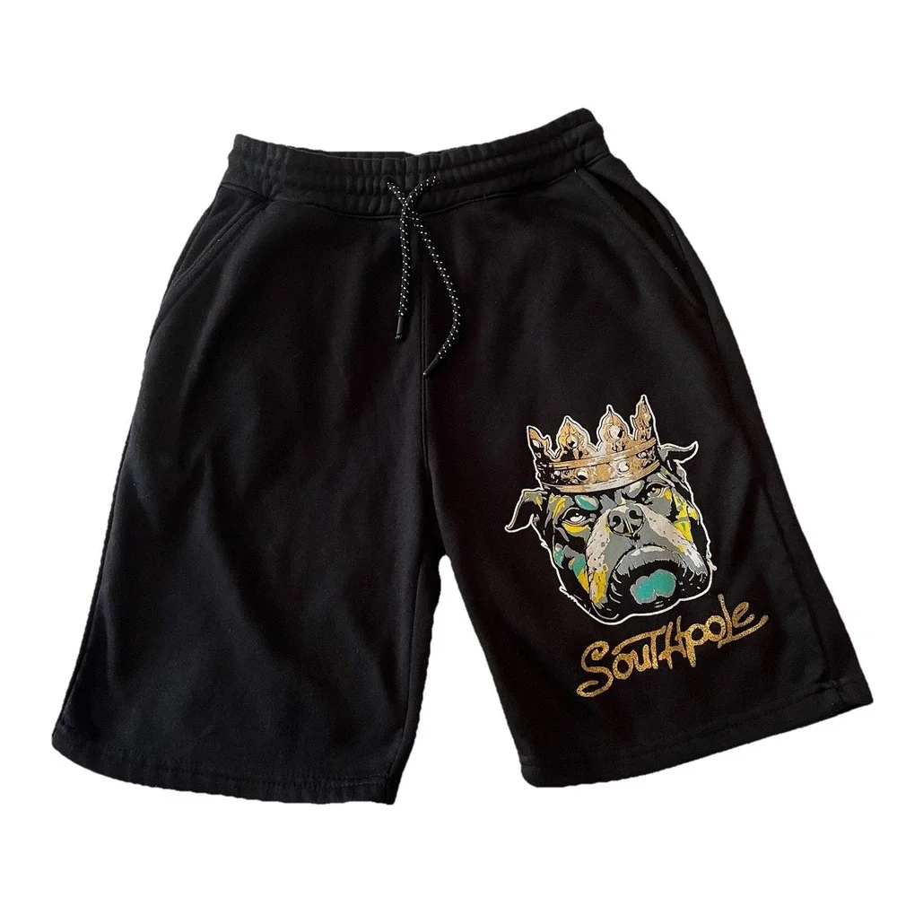 Southpole King Bulldog Sweat‎ Shorts Mens S Black Urban Streetwear